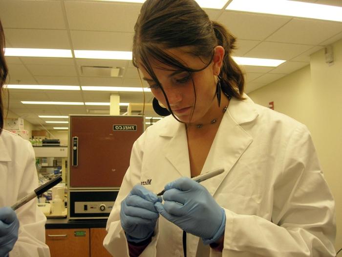 Student working in a lab